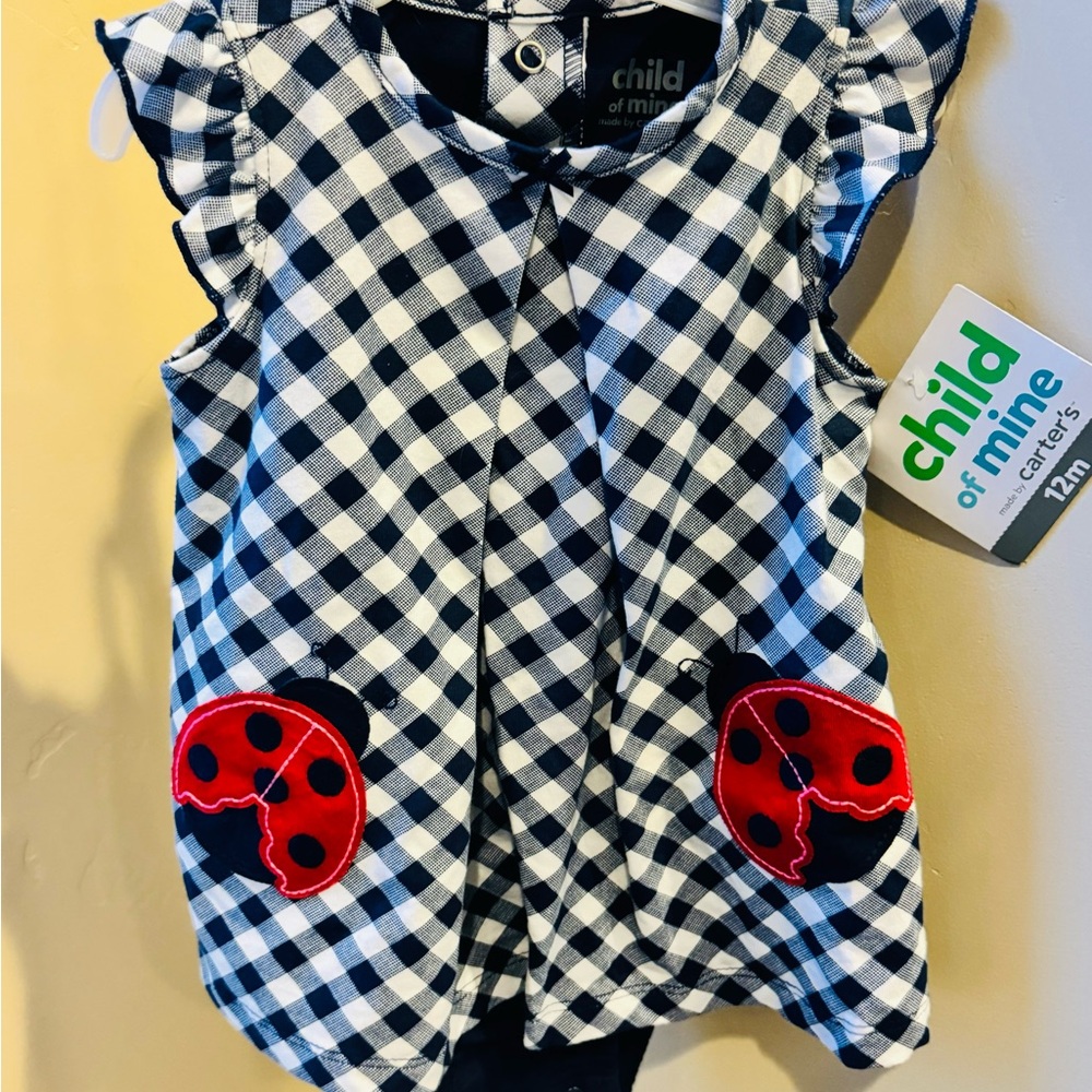 NWT Carter’s Lady Bug Dress/Onesie 12M